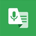 Live Transcribe logo. The logo is a green square. A white piece of paper is in the centre of the square. On the left hand side of the paper is the image of a microphone to the right is the image of writing.