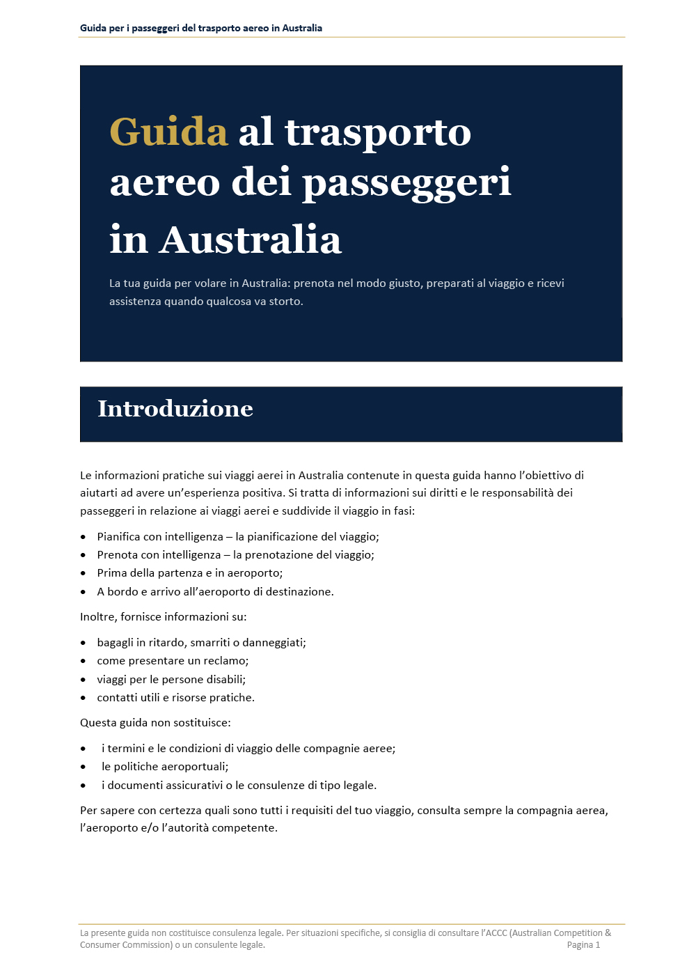 ACOS Australian Air Passenger Travel Guide – long version – Italiano (Italian)