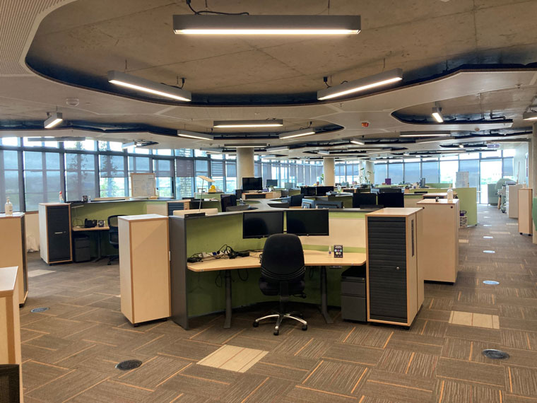 empty office floor during covid restrictions