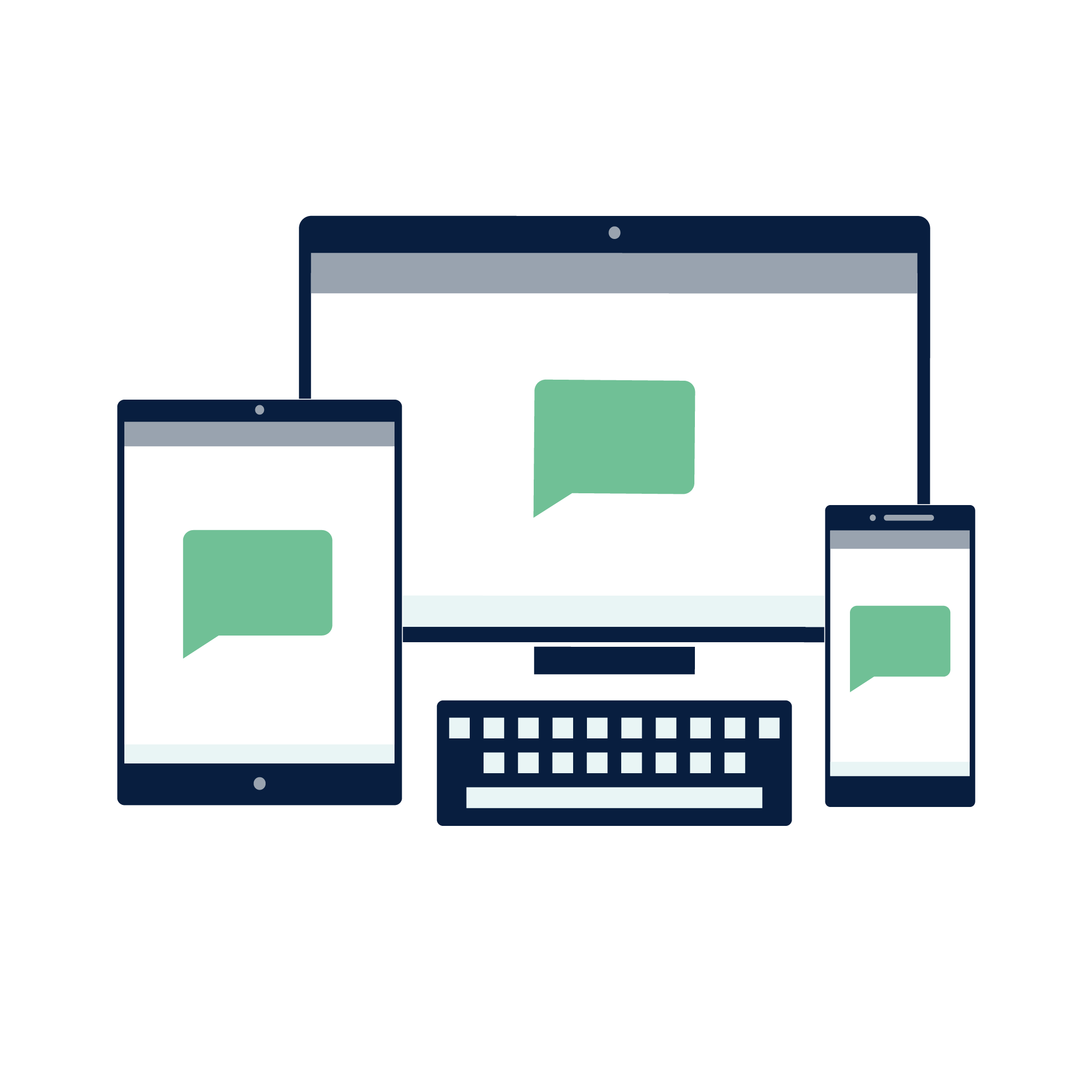 mobile devices and computer phone handset and comment box icons