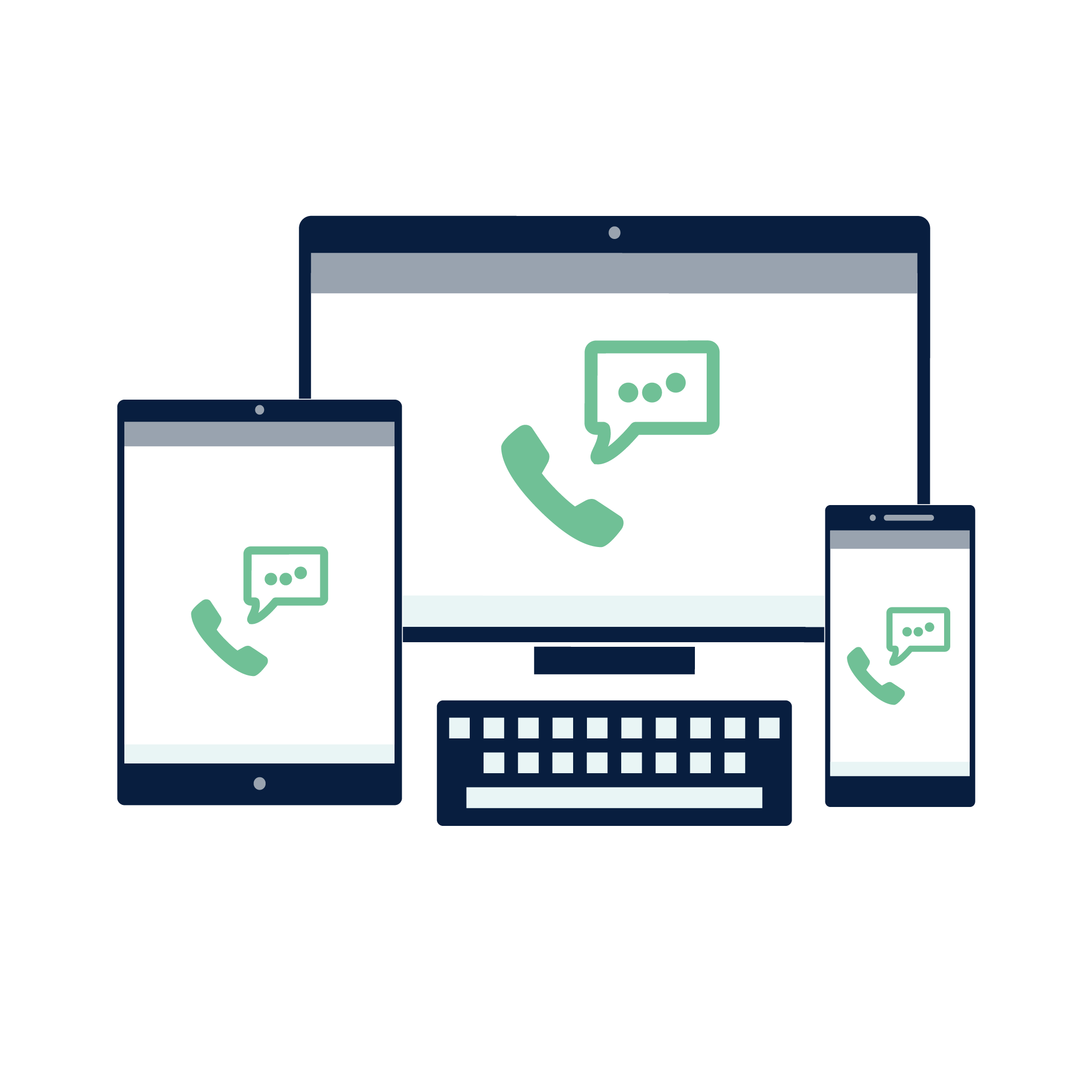 mobile devices and computer phone handset and comment box icons