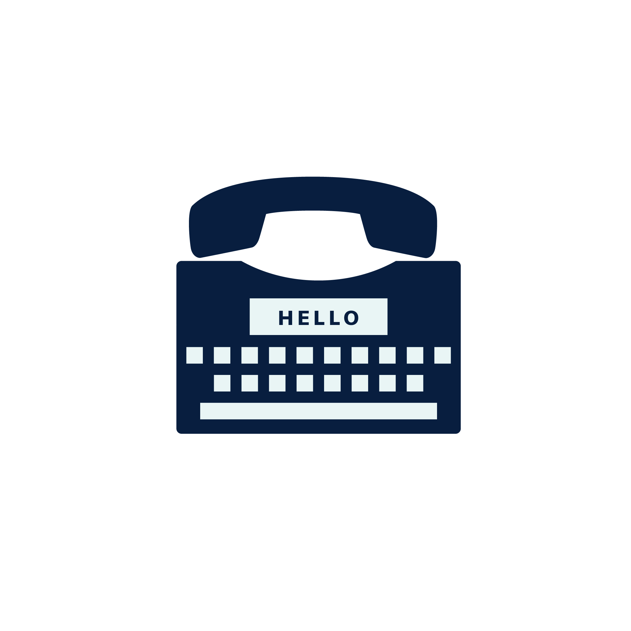 Keyboard with the word 'hello'.