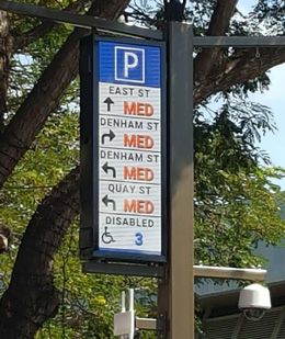 banner programmed to show disabled parking availability in nearby streets