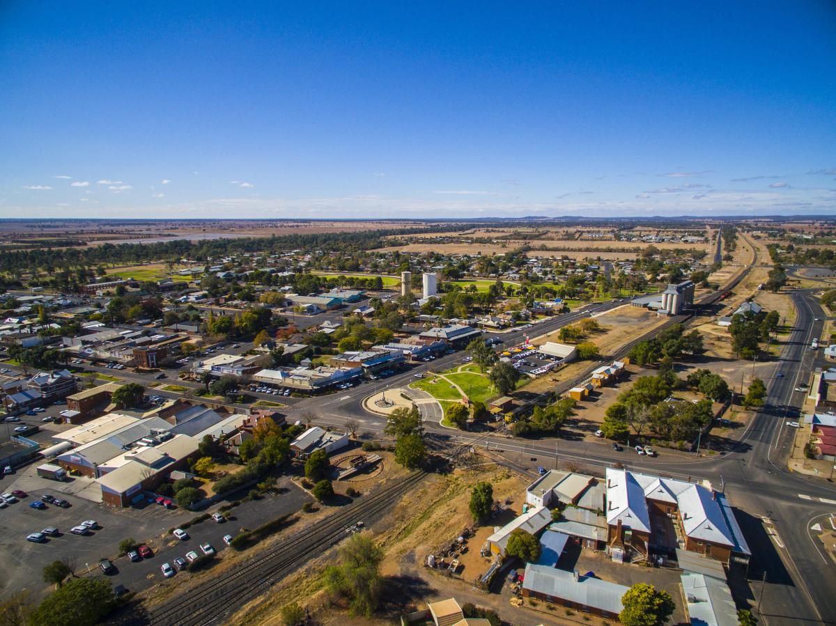 Aerial shot of Tennant Creek in the Northern Territory