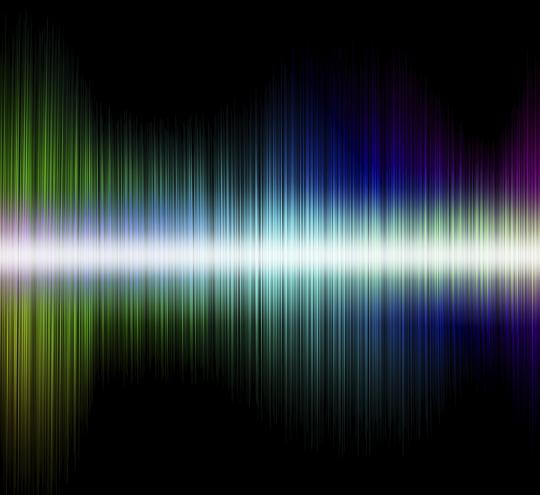 Waves such as spectrum or radio, vertical, with a white bar going through horizontally.