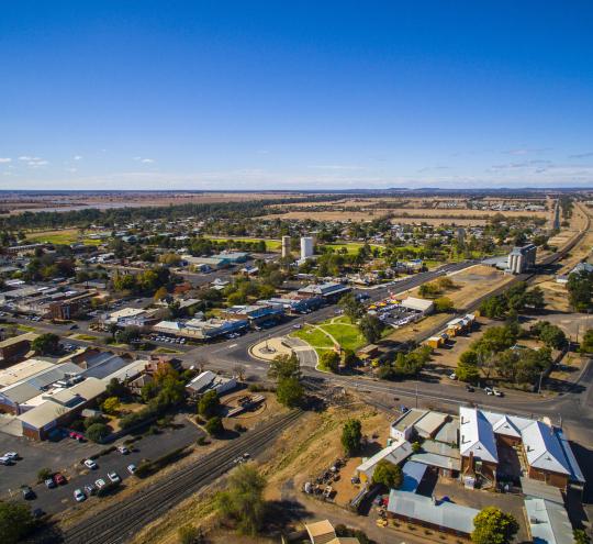 Aerial shot of Tennant Creek in the Northern Territory