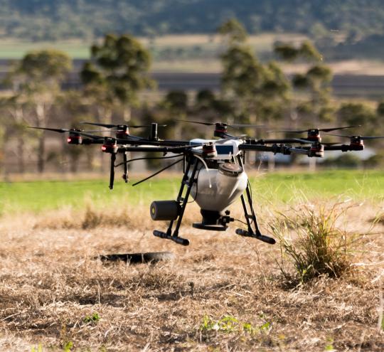 Drone in a farming field