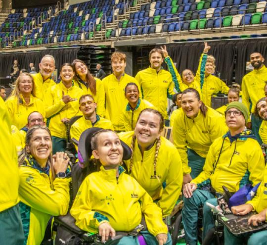 The Australian Boccia Team at the opening ceremony of the 2025 World Boccia Challenger in Canberra. Image courtesy of the Australian Sports Commission.