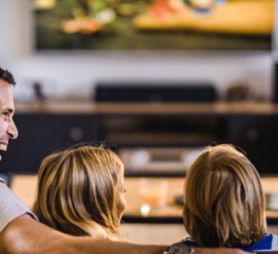 Family watching television.
