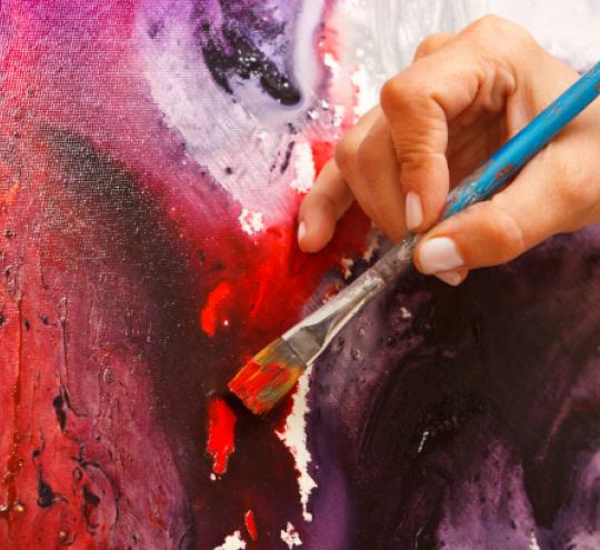 Image of a fine art painting in studio.