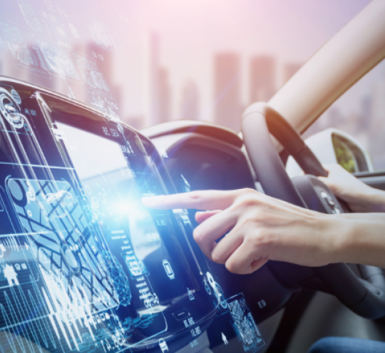 driver interacting with touchscreeen