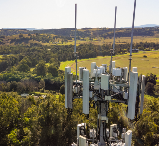 Aerial View Of A Mobile Phone Telecommunications Tower