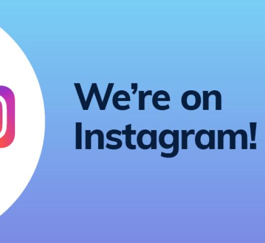 Image features the Instagram logo and text reads We’re on Instagram!