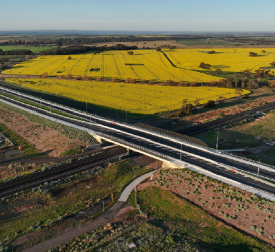Image of Ison Road overpass taken from above.