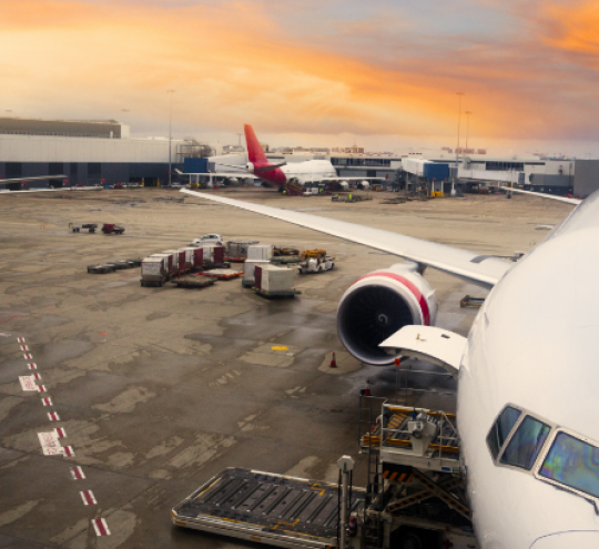 Airplane parked at an airport