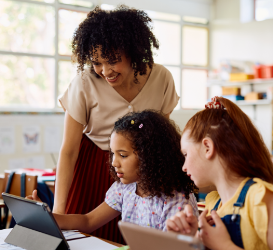 teacher with students