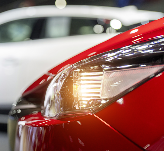 close up of car headlight