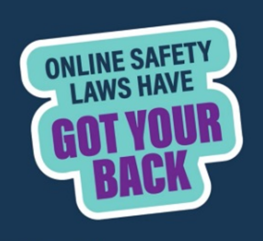 Sticker image on dark blue background, text reads: Online Safety Laws have got your back