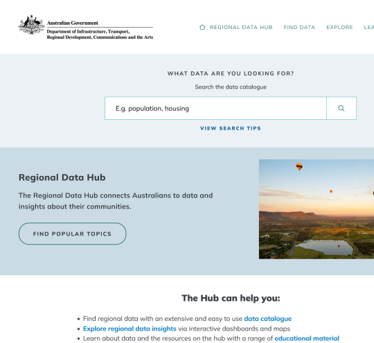 regional datahub website screenshot