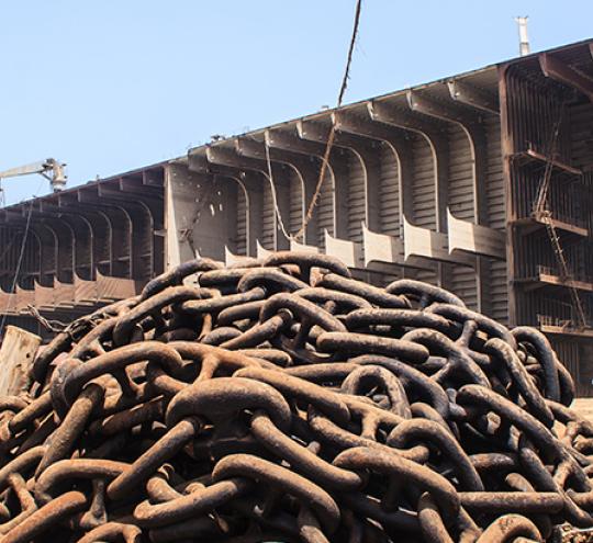 A ship being recycled.