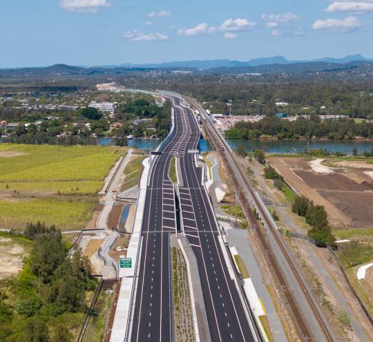 Aerial view of completed Stage 1 North section of the Coomera Connector