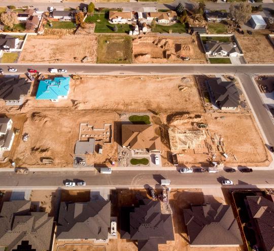 aerial view of suburban building site