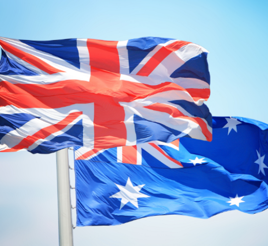 Image of UK and Australian flags