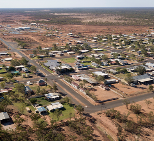 aeiral view of outback town