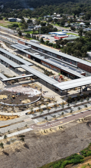 Aerial view of Byford station