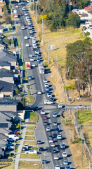 Aerial photo shows the intersection of Second Avenue and Fifteenth Avenue. Photo courtesy of NSW Government.