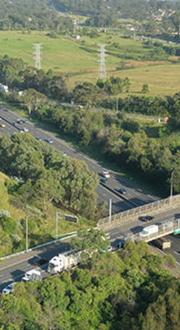 Aerial view of the completed Prospect Highway upgrade.
