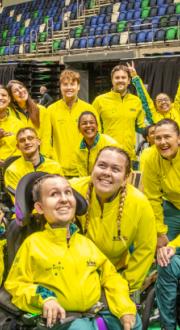 The Australian Boccia Team at the opening ceremony of the 2025 World Boccia Challenger in Canberra. Image courtesy of the Australian Sports Commission.