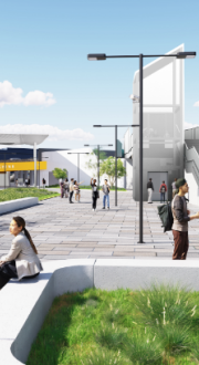 Community engagement in an open outdoor area