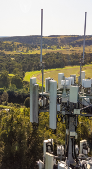 Aerial View Of A Mobile Phone Telecommunications Tower