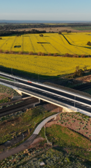 Image of Ison Road overpass taken from above.