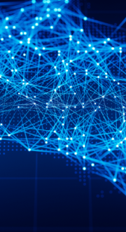 Stylised blue image of Australia through a number of interconnected points.