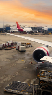 Airplane parked at an airport