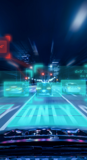 futuristic view through a car windscreen