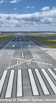 WSI Runway under a blue sky with clouds