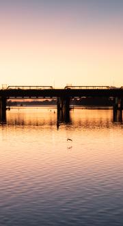 The old and under-construction new Nowra bridges