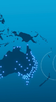 Graphic shows a Low Earth Orbit Satellite beaming data back to Earth