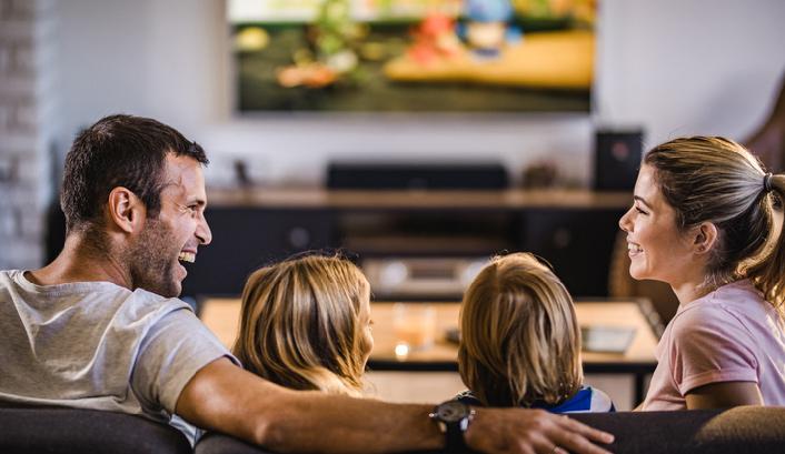 Family watching television