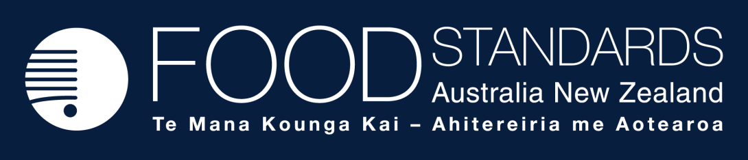 Logo: Food Standards Australia and New Zealand. Te Mana Kounga Kai - Ahitereiria me Aotearoa