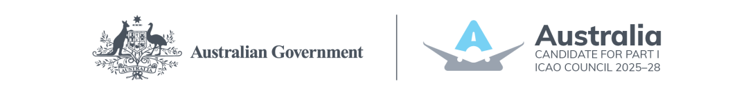Logo Australian Government and Australia Candidate Part 1 ICAO Council 2025 to 2028.