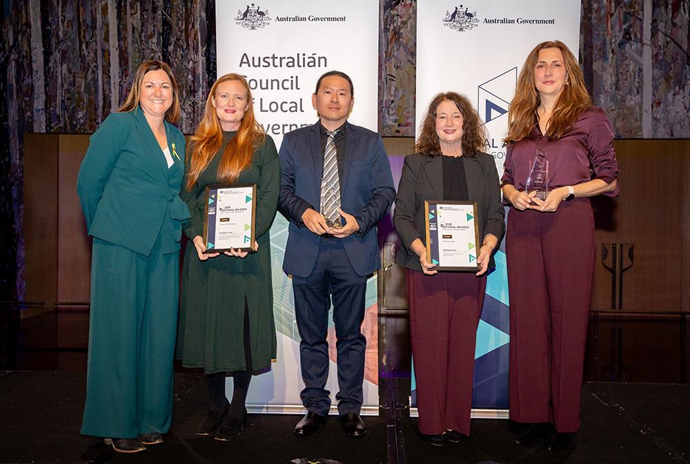Burwood Council accepting their award for Cohesive Communities & Arts and Culture from the Hon Kristy McBain MP, Minister for Regional Development, Local Government and Territories and Minister for Emergency Management