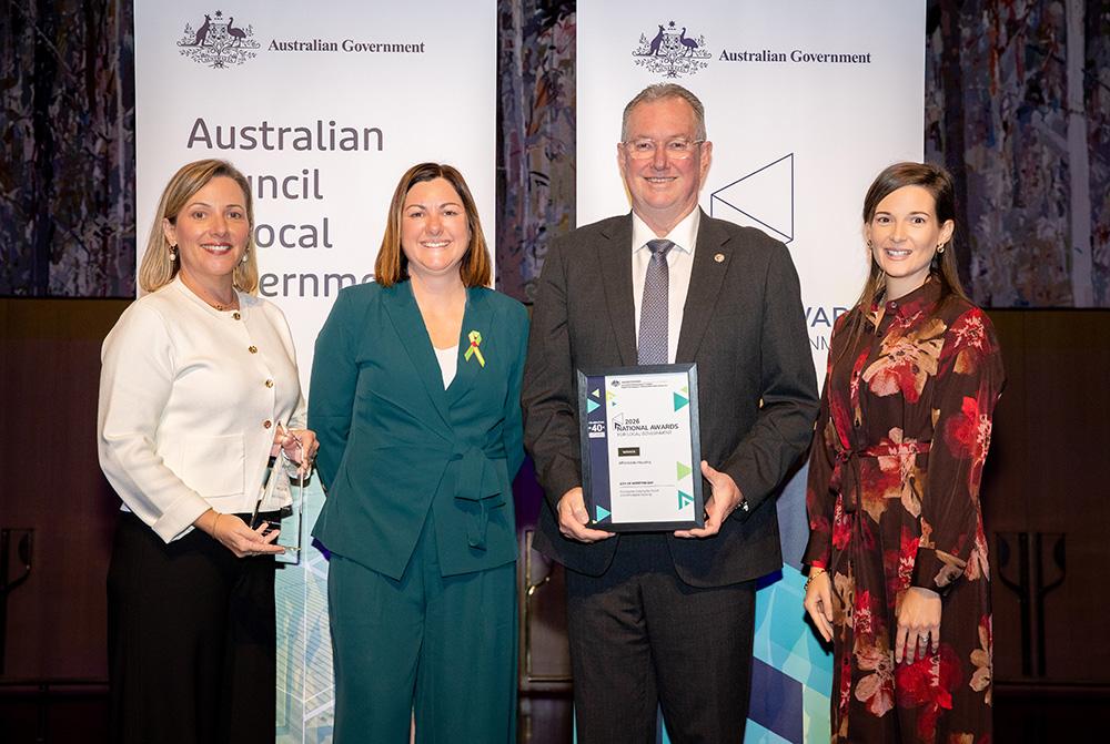 City of Moreton Bay accepting their award for Affordable Housing from the Hon Kristy McBain MP, Minister for Regional Development, Local Government and Territories and Minister for Emergency Management