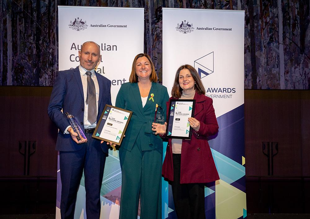 City of Vincent accepting their award for Environmental Sustainability & Road Safety from the Hon Kristy McBain MP, Minister for Regional Development, Local Government and Territories and Minister for Emergency Management