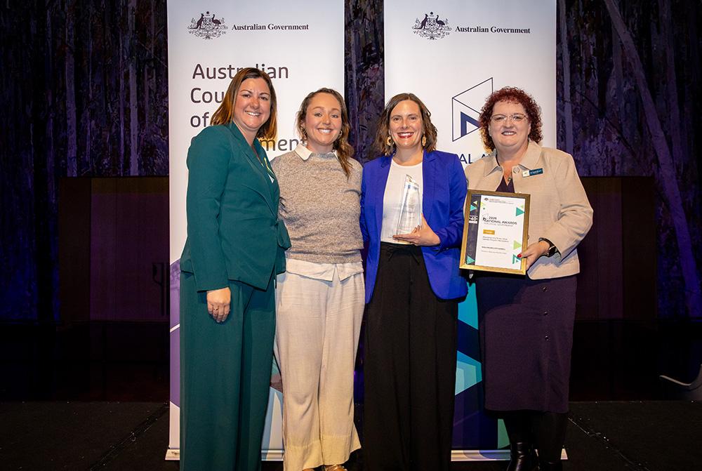 Wollongong City Council accepting their award for Aboriginal and Torres Strait Islander People’s Recognition from the Hon Kristy McBain MP, Minister for Regional Development, Local Government and Territories and Minister for Emergency Management