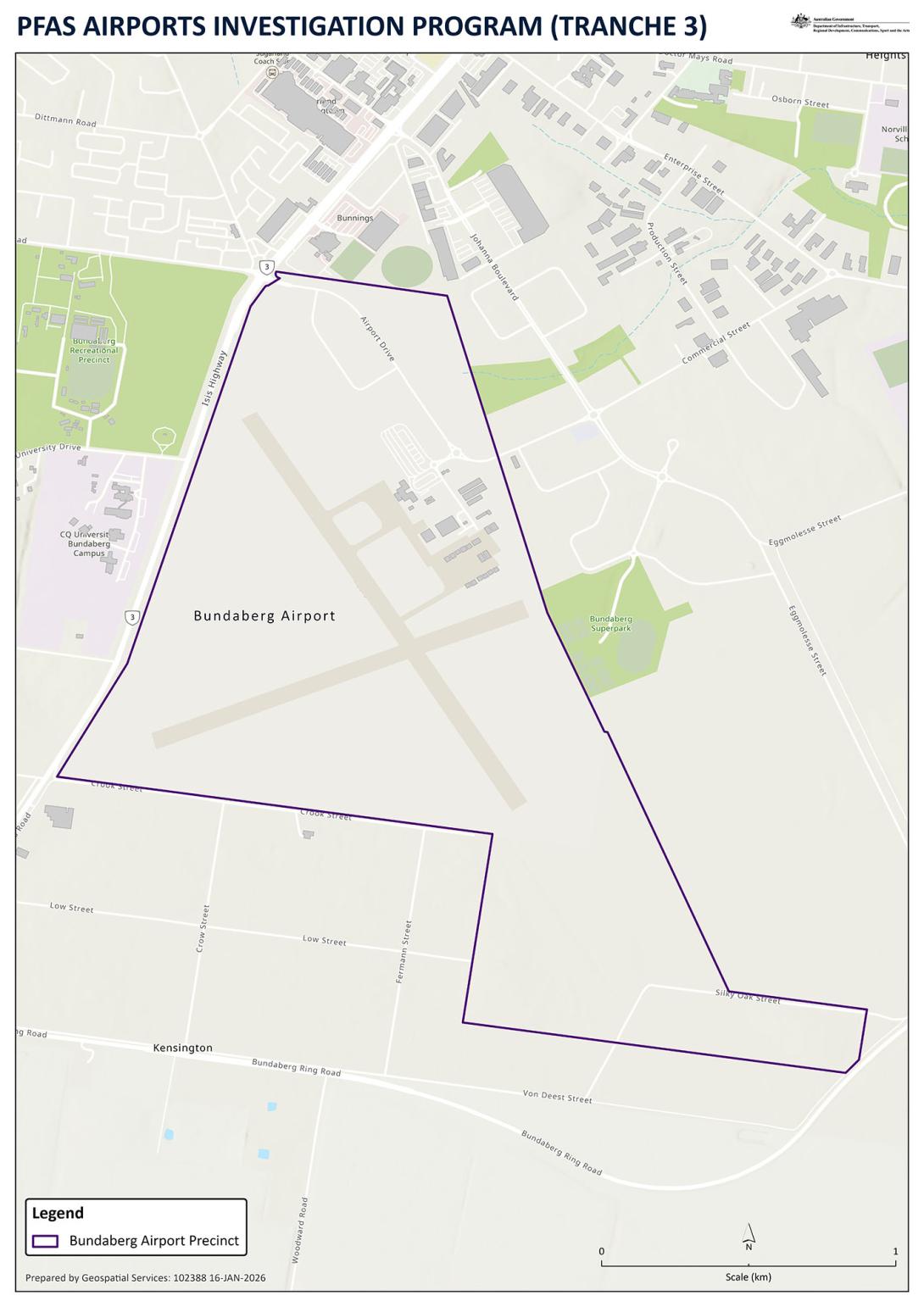 PFAS Airports Investigation Program (Tranche 3) Bundaberg map