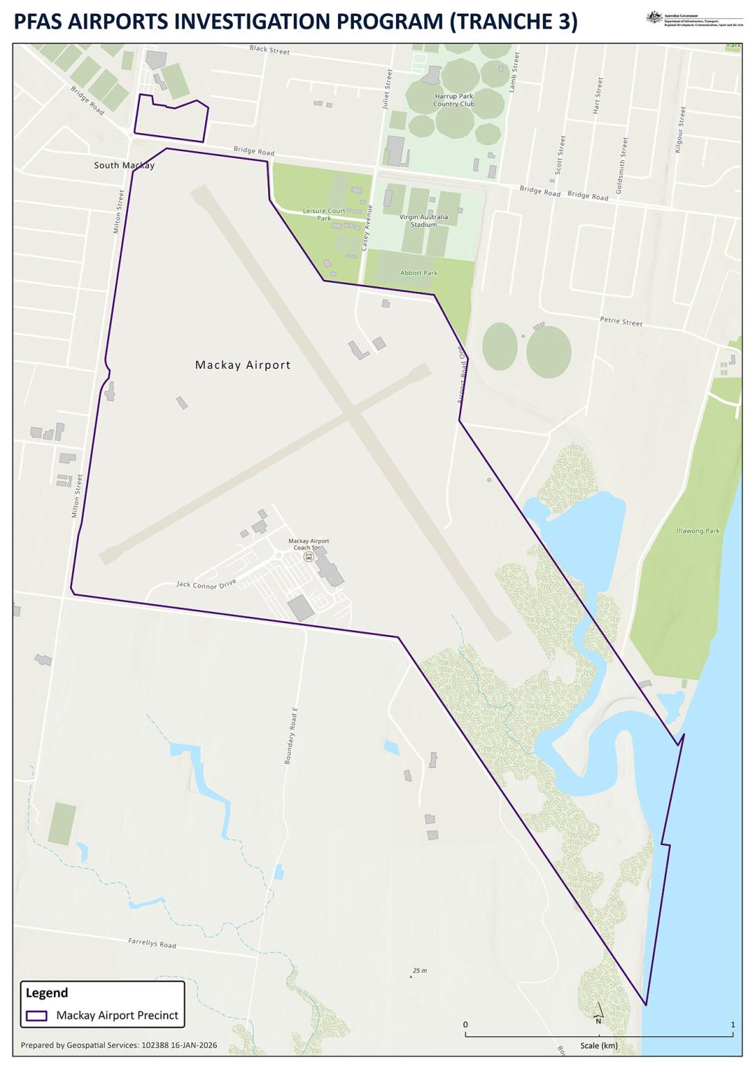 PFAS Airports Investigation Program (Tranche 3) Mackay map